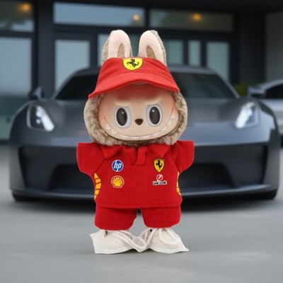 定制F1机车服赛车17cm拉布布衣服鸭舌帽POLO衫T恤labubu娃衣挂件