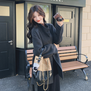 2C077-3003 新款 主推款 70毛 双面呢大衣配围脖 P255 K378,毛呢外套,2C077