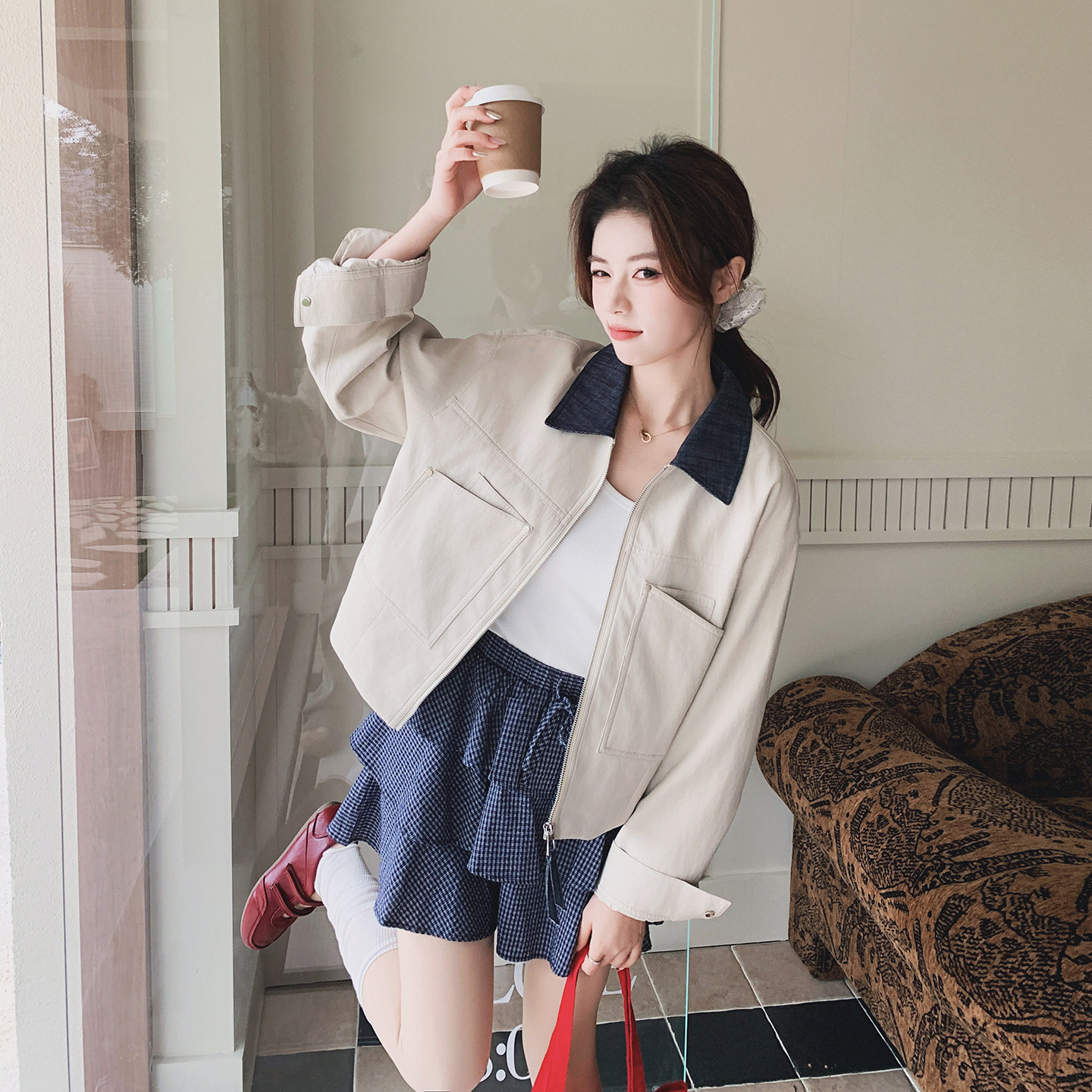 档口备货2C077-5853春季新款主推款短款外套P145K238,女装短外套,2C077