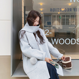 2C077-3053新款主推款70毛双面呢大衣配围脖P285K428，女装毛呢外套，2C077