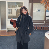 2C077-3003新款主推款70毛双面呢大衣配围脖P255K378，女装毛呢外套，2C077