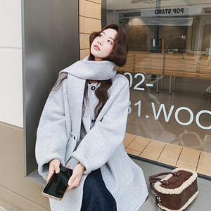 2C077-3053 新款 主推款 70毛 双面呢大衣 配围脖P285 K428,毛呢外套,2C077