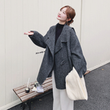 2025新款冬季灰色双面羊毛立领大衣浪漫高级感小个子淡人毛呢外套，女装毛呢外套，2C077