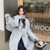 2C077-3053新款主推款70毛双面呢大衣配围脖P285K428，女装毛呢外套，2C077