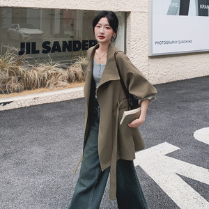 深棕色设计感立领淡人风衣女2025秋季新款高级感气质收腰百搭外套图片