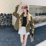 深绿色复古麂皮绒短外套女2025年秋季新款小个子又酷又飒夹克上衣，女装短外套，2C077