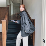 2025新款冬季灰色双面羊毛立领大衣浪漫高级感小个子淡人毛呢外套，女装毛呢外套，2C077