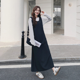 黑色韩系学院气质连衣裙套装女秋季2025新款休闲打底衫长裙两件套，女装套装/套裙，2C077