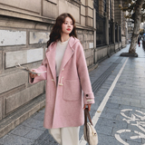 粉色双面羊绒大衣女冬季2025新款气质温柔甜美减龄超好看毛呢外套，女装毛呢外套，2C077