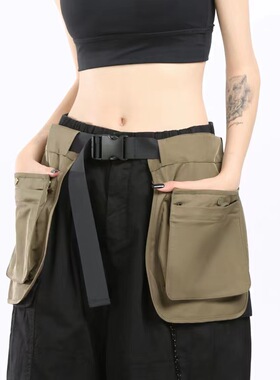 升级多口袋拉链腰封围裙腰包多功能潮流小众旅游运动健身骑行腰包