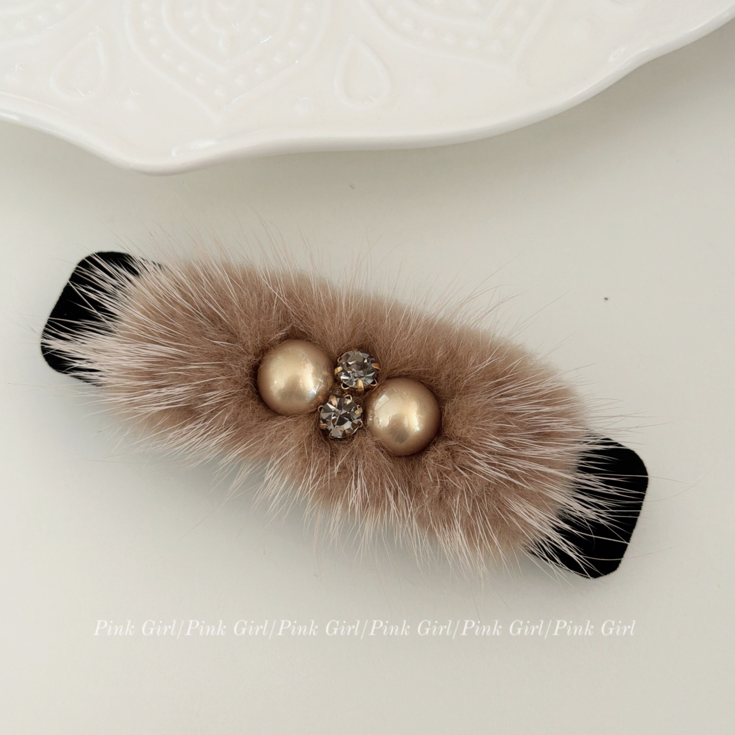 气质秋冬时尚毛毛弹簧夹8cm精致高级感发夹发饰