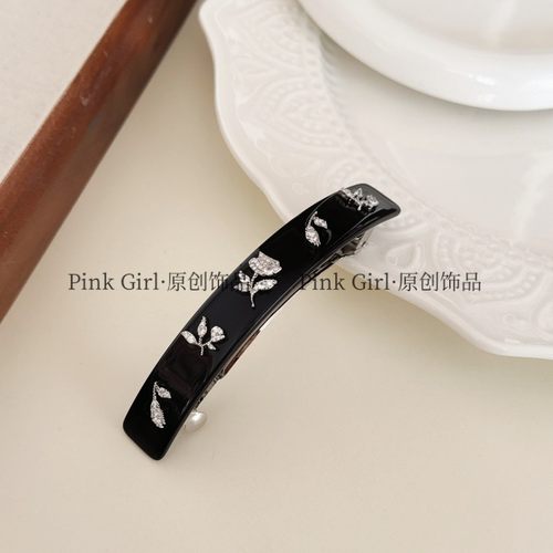 GirlT167弹簧夹雕花发饰优雅发夹秋冬Pink百搭小众气质醋酸