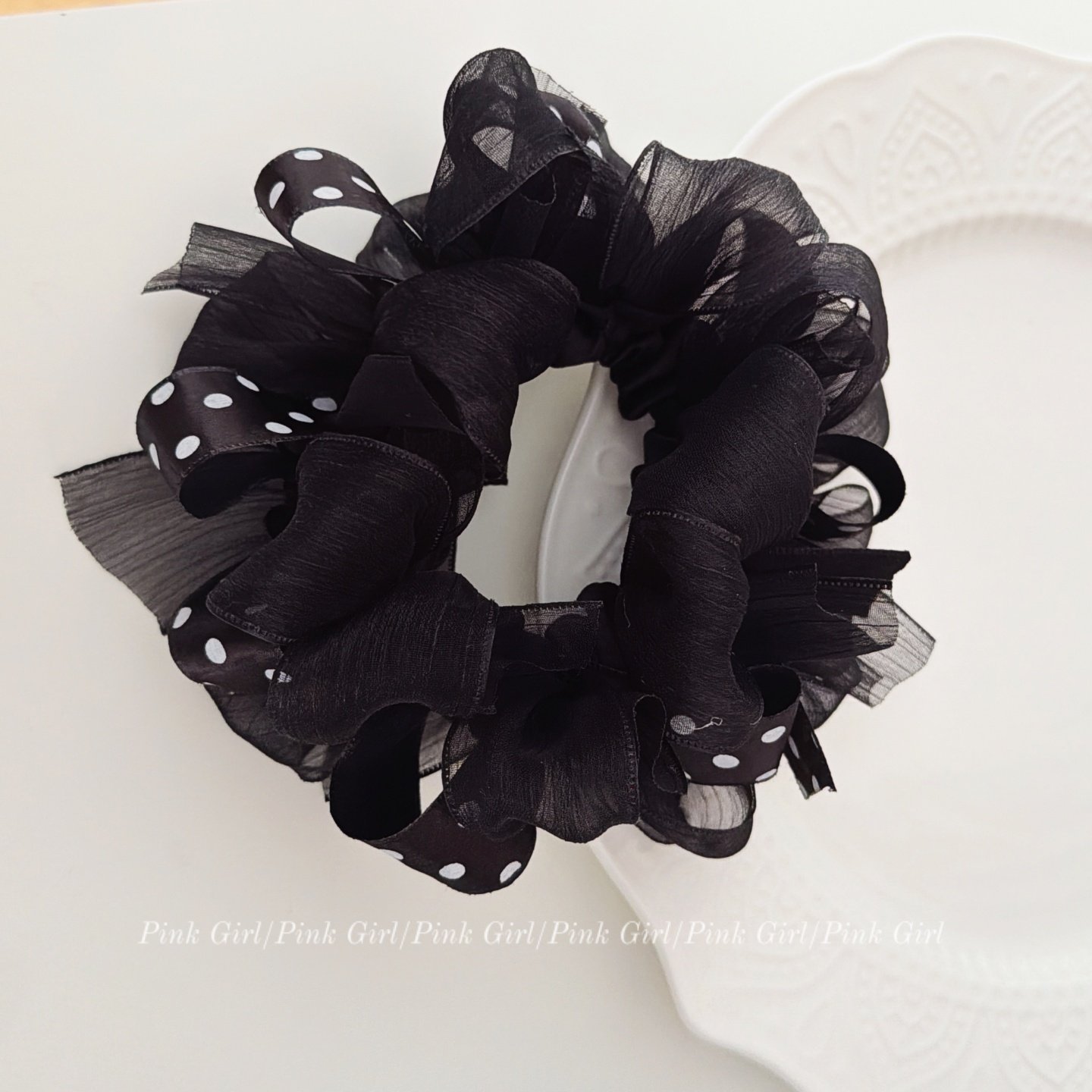 法式简约百搭欧根纱发圈气质小香风优雅发绳显发量