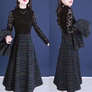 蕾丝拼接连衣裙两件套潮 西服外套 阔太太高级感穿搭2026秋季 新款