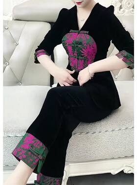 七分袖上衣裤子两件套装女