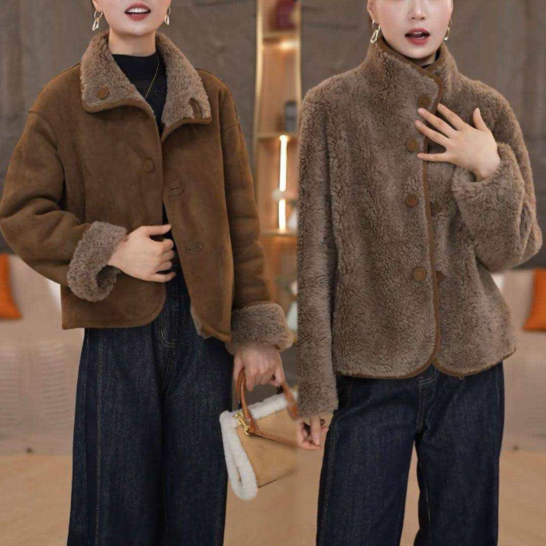 2025新款冬季毛绒双面穿翻领皮毛一体防寒保暖女士短款时尚外套潮,女装/女士精品,短外套,淘宝优惠券,粉丝福利购,淘宝优惠卷