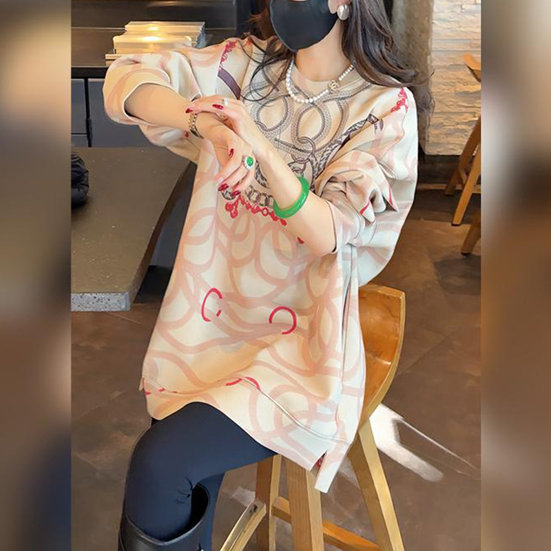 秋冬新款加绒加厚宽松T恤上衣女