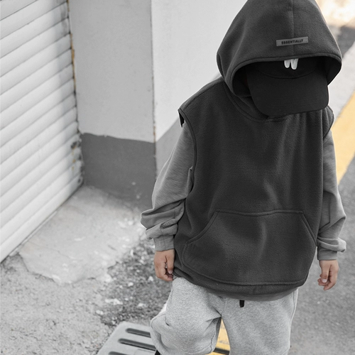 Летняя одежда, бархатный осенний детский жилет с капюшоном, в западном стиле