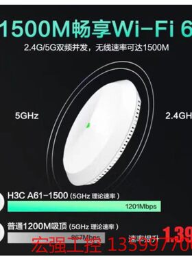 （宏强工控）华三 H3C Mini A61-1500吸顶ap wifi6