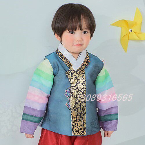 现货 6号 115身高 韩国进口缎料男童韩服/儿童韩服