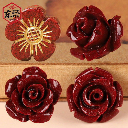 原矿朱砂小玫瑰花diy手链材料件