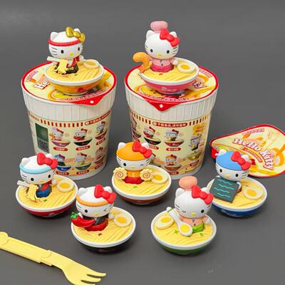 正版三丽鸥Hello kitty凯蒂猫拉面堂系列盲盒桌面摆件潮玩送礼物