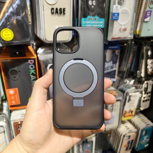 IDEAR适用苹果iPhone 15 带磁吸环手机保护套硅胶全包软边硬壳磨砂防指纹防摔超薄简约360度旋转指环支架