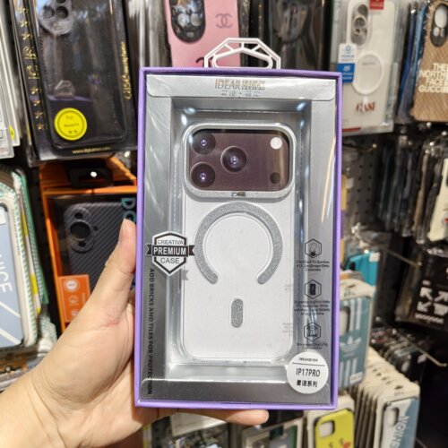 IDEAR适用苹果iPhone17 Pro 带磁吸环手机保护套全包硅胶软边高清透明硬壳防摔金属镜头按键奢华闪粉镶钻石