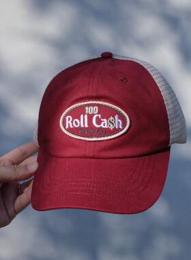 Free Night 美式复古RollCash刺绣布标遮阳网眼透气弯檐棒球帽