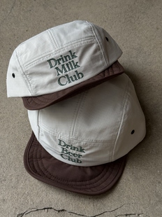 FreeNight 美式复古夏日撞色拼接DrinkMilkClub亲子短檐五片帽
