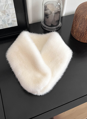 CENCY 精致百搭 轻奢双面整皮水貂毛皮草吸扣短款围脖纯色围巾