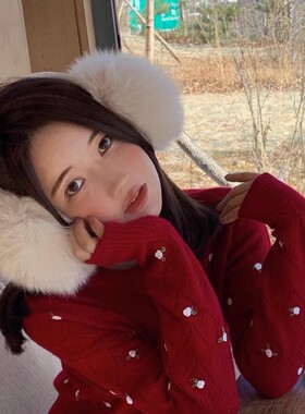 大姐姐同款狐狸毛耳套整皮耳包仙气可爱耳罩日韩女士保暖防冻耳捂