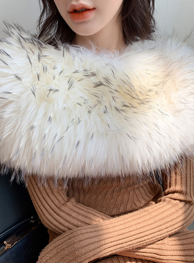 CENCY  网红白貉披肩 狐狸毛  CHAO美 貉子毛皮草弹力气质披肩女