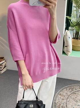 呼吸感精致圆领短袖针织衫T恤女