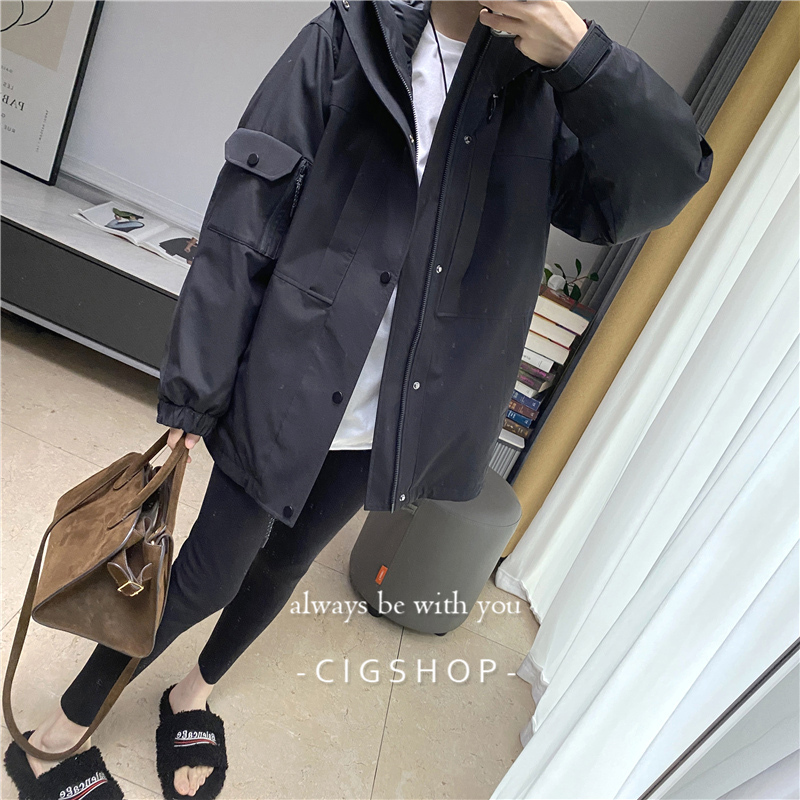 工装风白鹅绒可拆卸两件套羽绒服