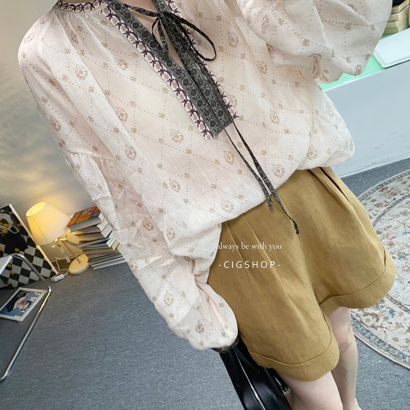 高级感松弛感民族风套装女天丝苎麻印花衬衫亚麻短裤通勤休闲度假