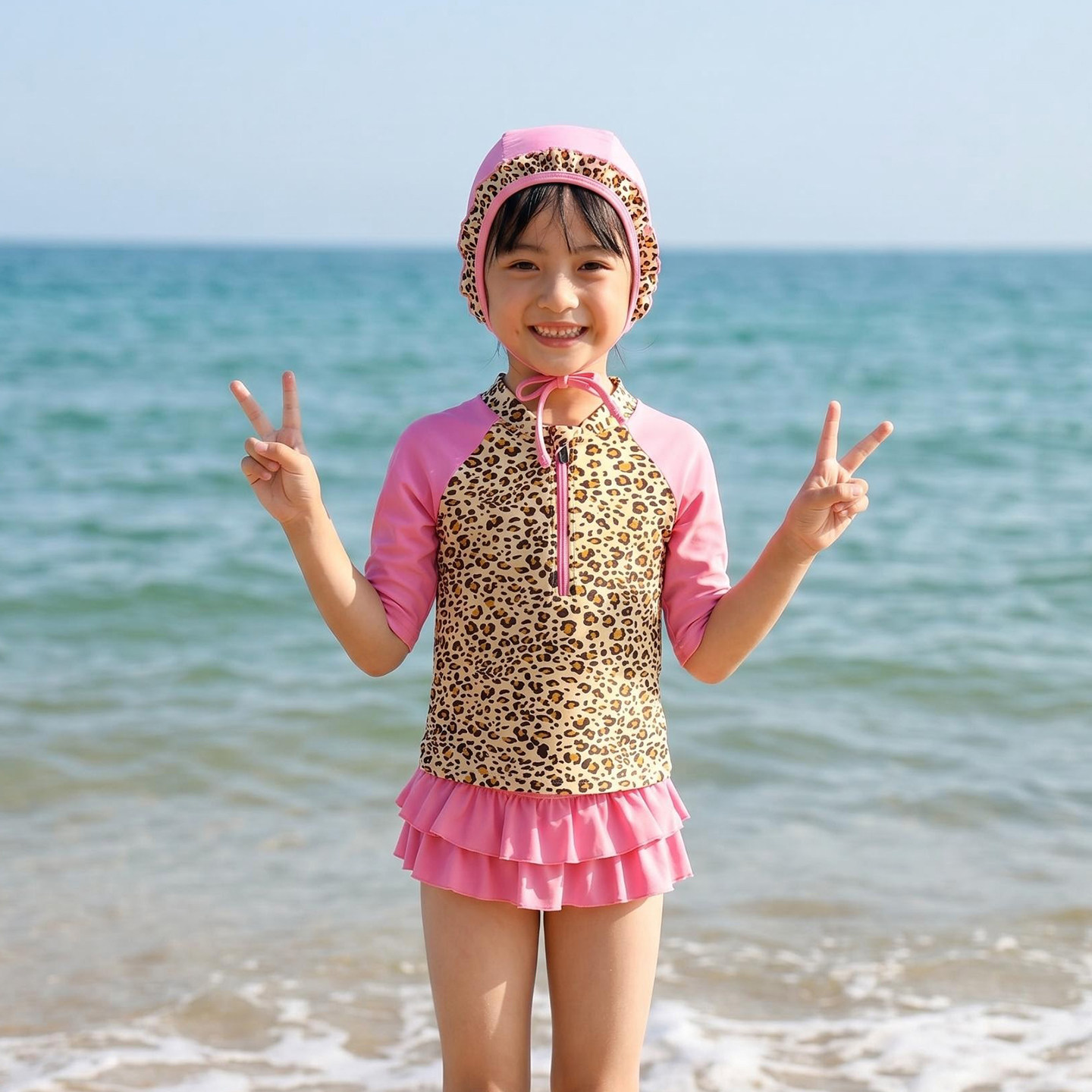 2-8岁女童分体防晒泳衣三件套