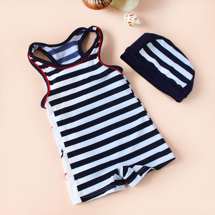 特价婴幼儿海军男童连体游泳衣