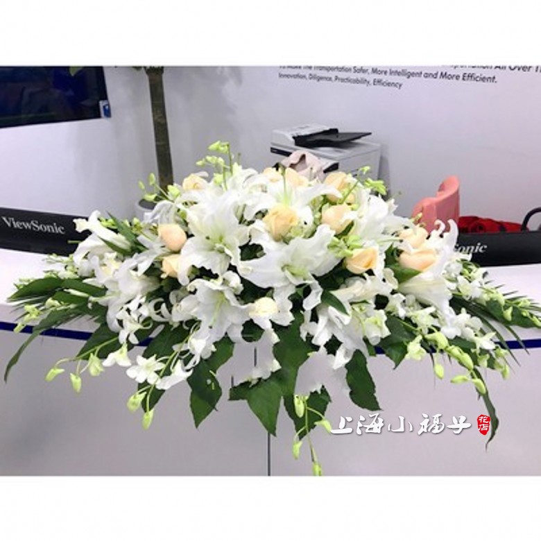 会议桌花演讲台花鲜花婚礼宴会公司展览年会桌花上海签到桌花鲜花