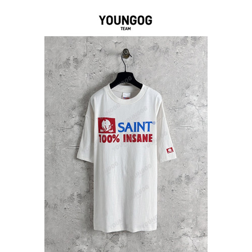 YOG【YOUNGOG SAINT】印花T恤 美式复古宽松重磅休闲水洗男女同款