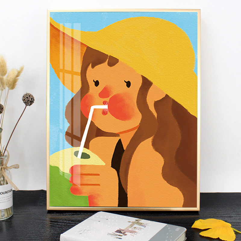 现代简约卡通人物客厅装饰画北欧女孩卧室书房挂画玄关走廊墙画