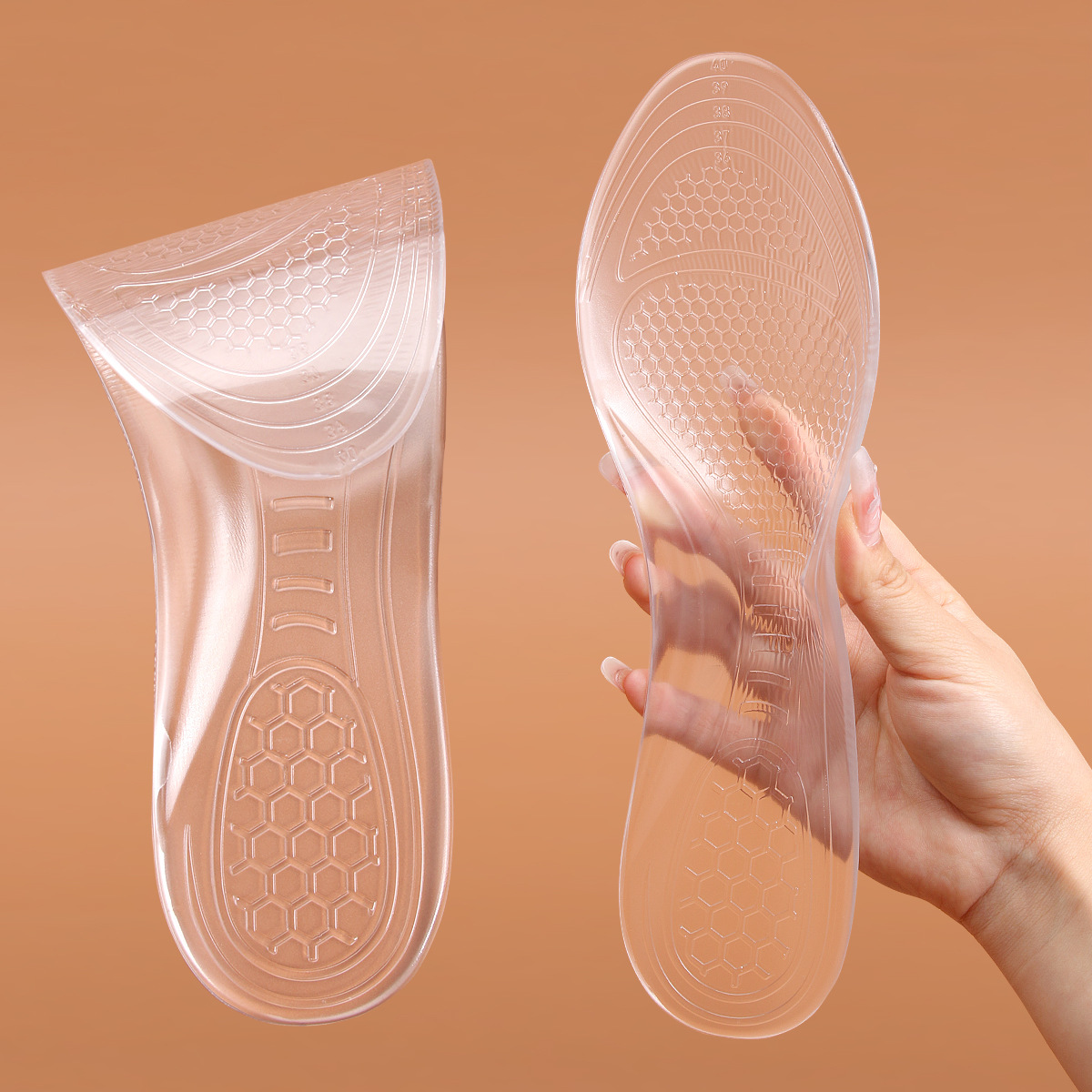 新款可裁剪GEL鞋垫透明可自粘防滑减压足弓支撑垫凉鞋运动鞋垫