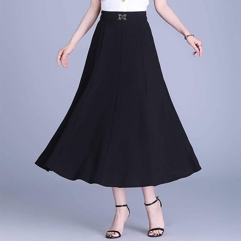 高腰显瘦遮胯a字大摆长裙黑色西装百褶裙半身裙女2025春夏季新款