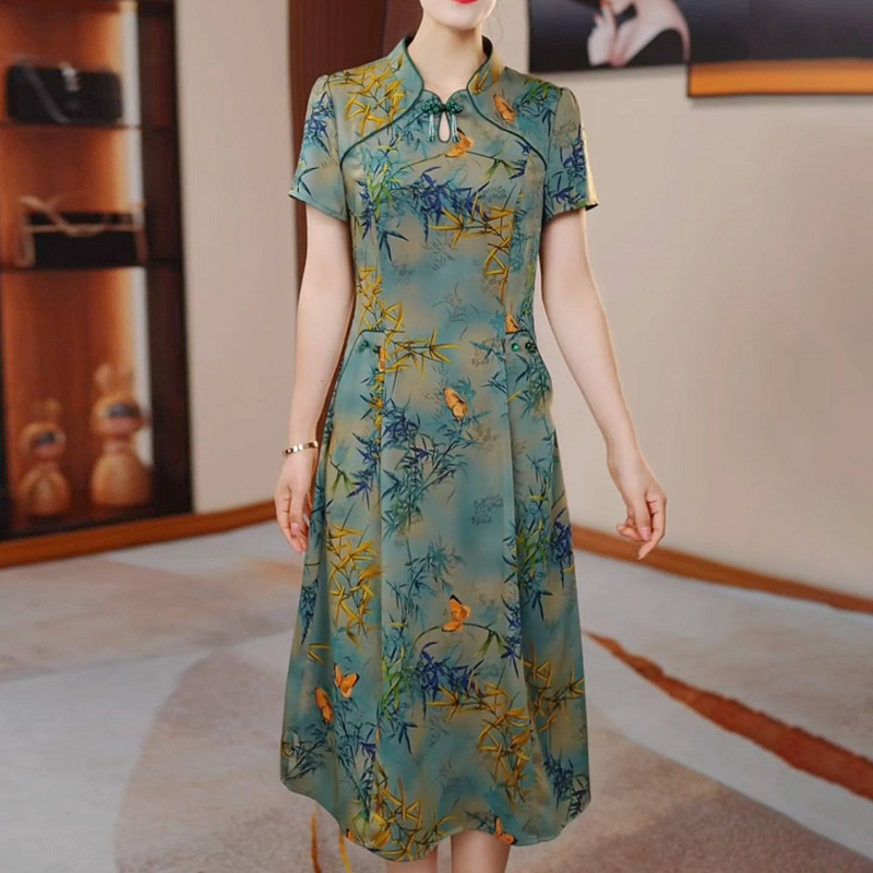 新中式国风改良旗袍连衣裙2025新款女夏季气质妈妈日常可穿中长裙