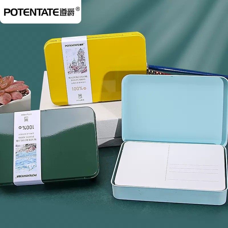 POTENTATE艺术家级全棉A6粗纹水彩纸300g空白明信片铁盒旅行写生,文具电教/文化用品/商务用品,贺卡/明信片,淘宝优惠券,粉丝福利购,淘宝优惠卷