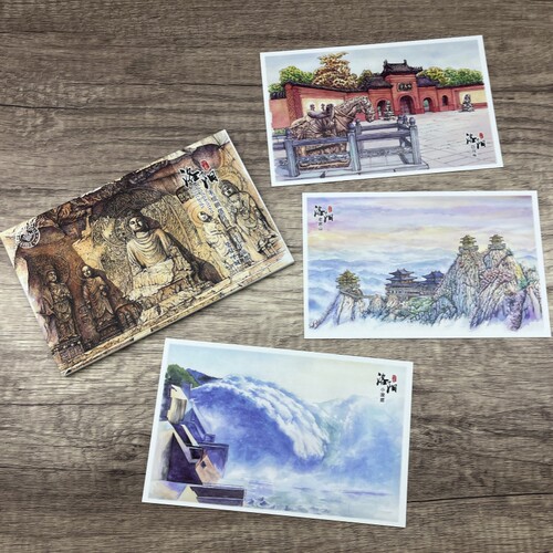 书境文创洛阳旅游风景特色创意手绘明信片特色旅游纪念品礼品贺卡