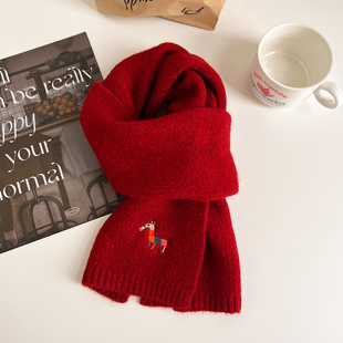 保暖围脖马年情侣款 儿童亲子款 新年红色围巾男宝女宝小孩学生冬季
