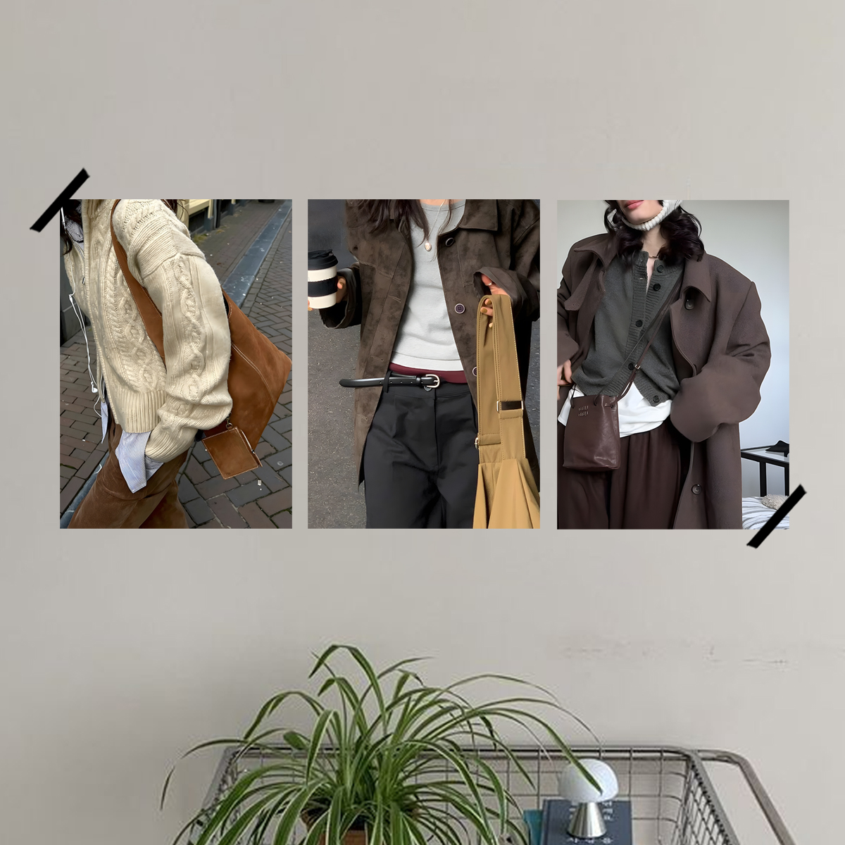 ins风韩系街拍秋冬氛围叠穿服装店直播咖啡馆背景墙装饰画海报纸