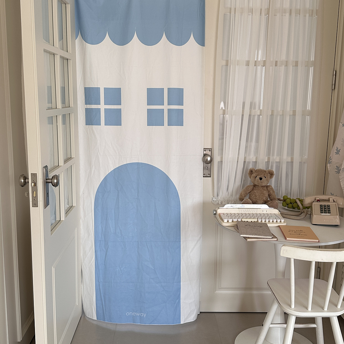 ins风韩系可爱简约儿童房背景挂布创意门帘卧室隔断布帘家居布置