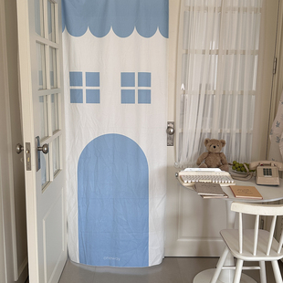 ins风韩系可爱简约儿童房背景挂布创意门帘卧室隔断布帘家居布置